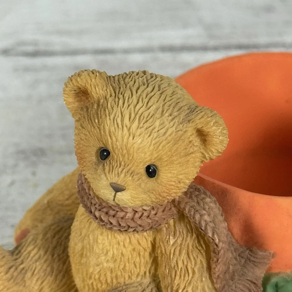 1998 Cherished Teddies Halloween Thanksgiving Bear in Pumpkin‎ Tea Light 470333